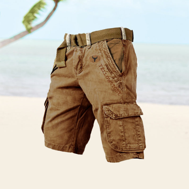 Men's cargo shorts relaxed fit with multi-pocket design, lightweight summer shorts