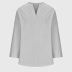 Women's flowy beach shirt with long sleeves and round neckline, relaxed fit