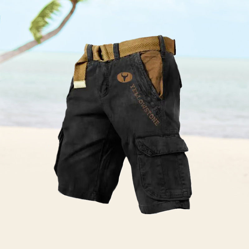 Men's cargo shorts relaxed fit with multi-pocket design, lightweight summer shorts