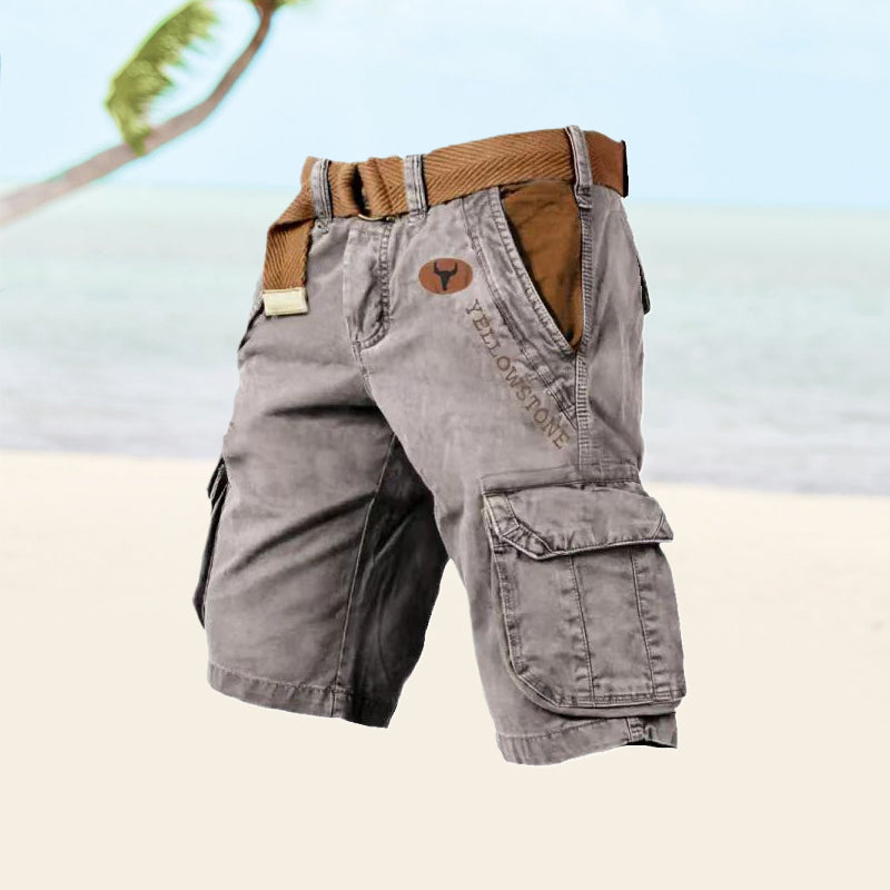 Men's cargo shorts relaxed fit with multi-pocket design, lightweight summer shorts