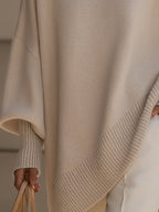Women oversized pullover relaxed fit with ribbed round neckline and wide sleeves