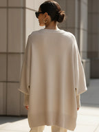Women oversized pullover sweater in relaxed fit, available in beige black and olive green