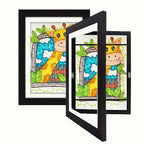 A4 wooden wall mount magnetic photo frames set of 2, black, modern minimalist design