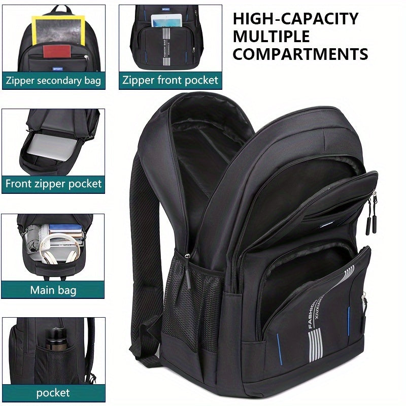 Men full grain leather backpack with buckle closure and adjustable straps