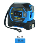 3-in-1 laser tape measure 60M range with digital display and cross laser