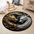 Round dragon rug non-slip decorative carpet flatwoven polyester floor mat