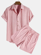 Women's short-sleeve matching set lightweight breathable two-piece shirt and pants