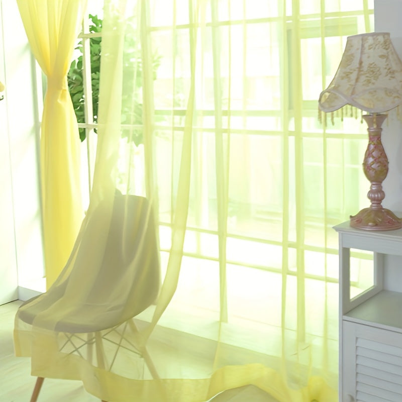 Floral voile curtains set of 2 transparent eyelet panels 200x100cm