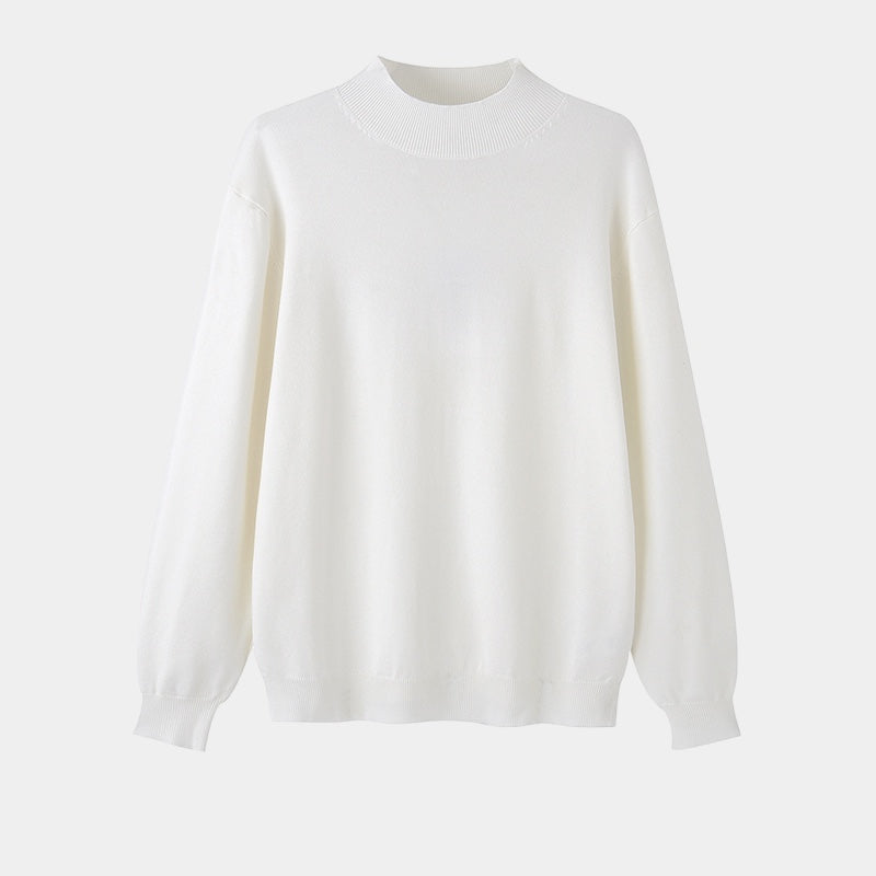 Men cotton half turtleneck sweater slim fit in black white and grey
