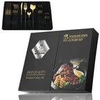 Cutlery set 24 piece stainless steel with gold accent, black white and rose handles