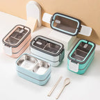 Bento lunch box 2-layer stainless steel leakproof compact design