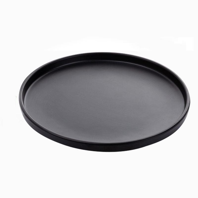Melamine dinnerware set 16-piece farm style raised edge in gray, black and green