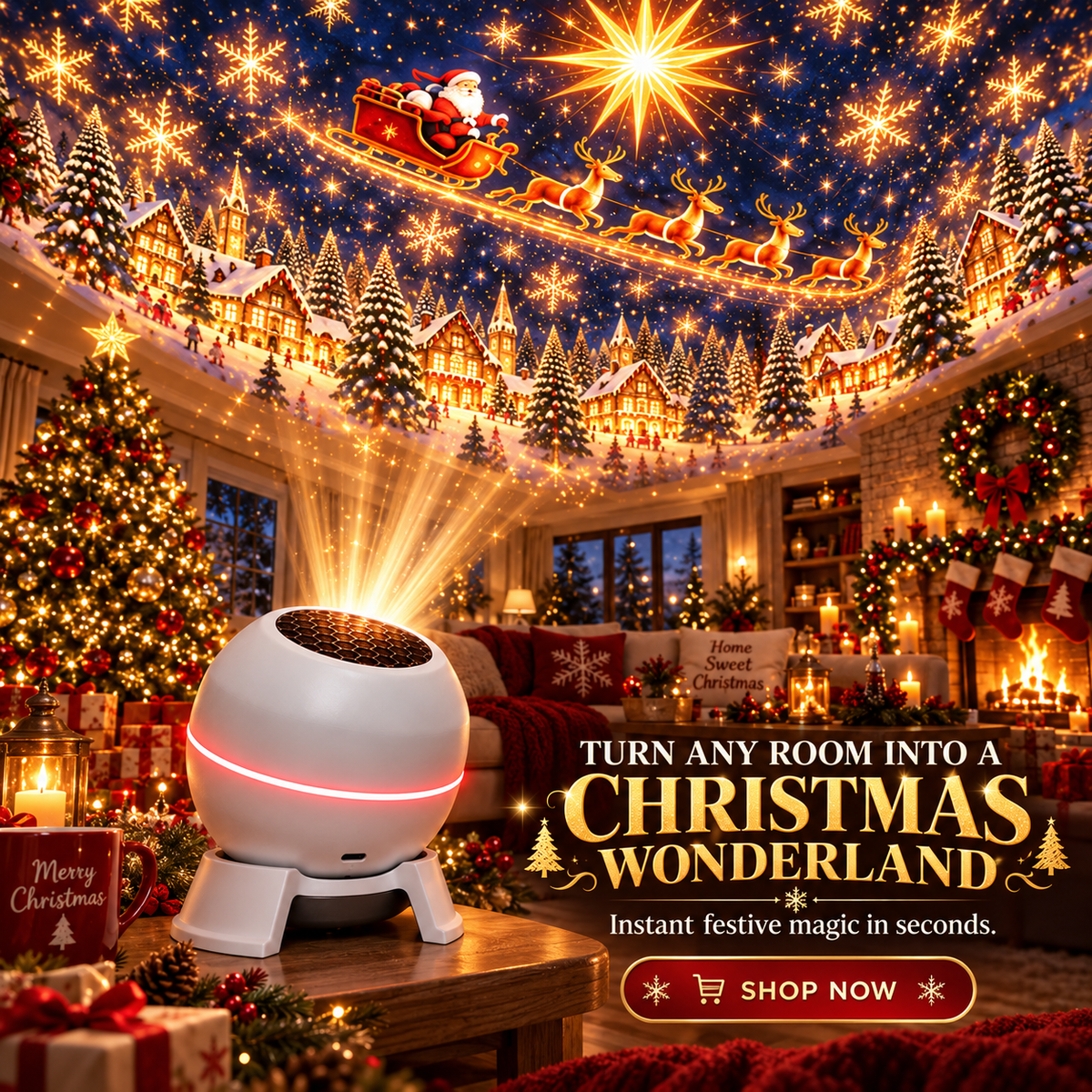 Christmas Light Projector | Moving Star Patterns | USB Powered