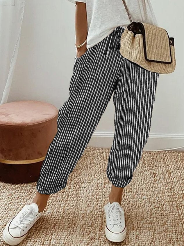 Women's linen pants casual relaxed fit, breathable summer trousers