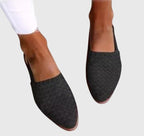 Women's woven slingback flats with adjustable buckle strap, pointed toe, orthopaedic summer flat shoes