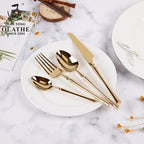 24-piece stainless steel cutlery set with polished finish, dishwasher safe