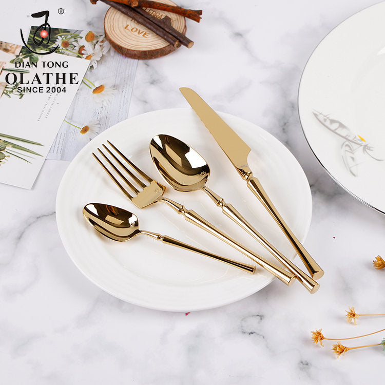 24-piece stainless steel cutlery set with polished finish, dishwasher safe