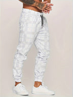 Men polyester jogger pants regular fit in grey black and white