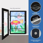 A4 wooden wall mount magnetic photo frames set of 2, black, modern minimalist design
