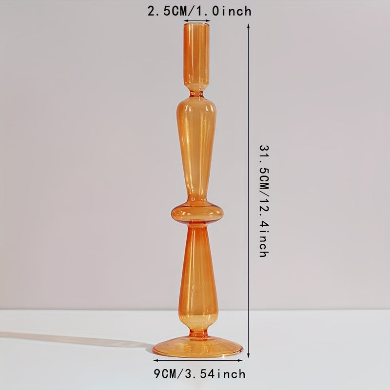 Glass candlestick set minimalist lacquered table decor for romantic dinner