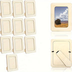 Wooden DIY photo frames set of 10, 15.24 cm light beige contemporary vertical frames