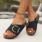 Women sandals with adjustable buckle strap in pink beige and black