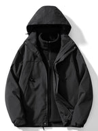 Women 3 in 1 waterproof windproof jacket with removable hood and fleece lining