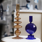 Glass candlestick set minimalist lacquered table decor for romantic dinner