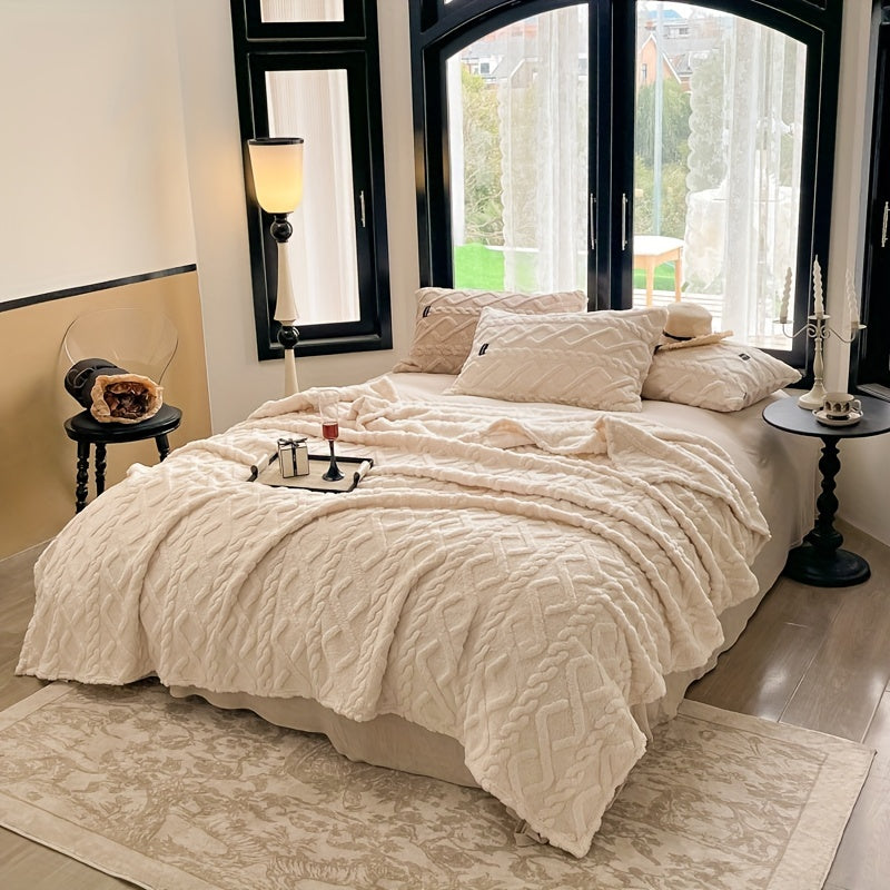 Taffeta blanket all-season lightweight beige polyester single layer soft bedspread
