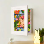 Kids drawing display frame rotating art frame stores 150 drawings, available in multiple colors