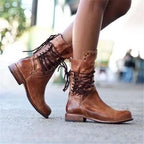 Women heeled calf boots with stability block heel in brown black and grey