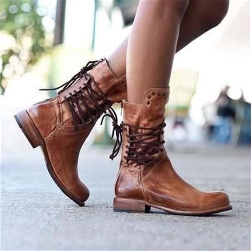 Women heeled calf boots with stability block heel in brown black and grey