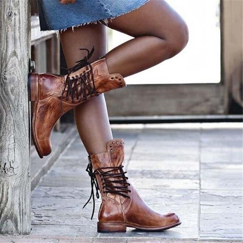 Women heeled calf boots with stability block heel in brown black and grey