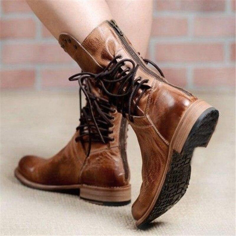 Women heeled calf boots with stability block heel in brown black and grey