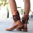 Women heeled calf boots with stability block heel in brown black and grey