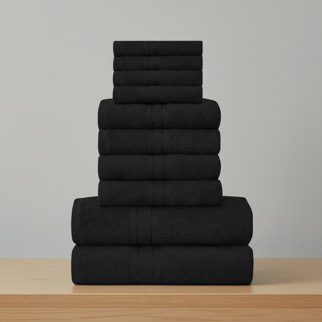 10-piece towel set 100% Egyptian cotton 450 g/m² quick-dry bath hand face cloths