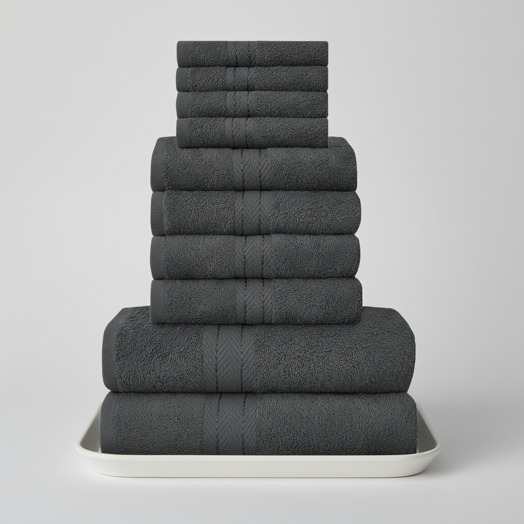 10-piece towel set 100% Egyptian cotton 450 g/m² quick-dry bath hand face cloths