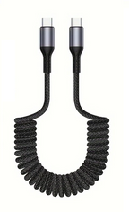 USB-C spring charging cable 100W fast charge tangle-free coiled design buy 1 get 1 free