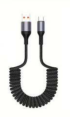 USB-C spring charging cable 100W fast charge tangle-free coiled design buy 1 get 1 free