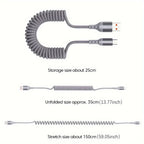 USB-C spring charging cable 100W fast charge tangle-free coiled design buy 1 get 1 free