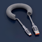USB-C spring charging cable 100W fast charge tangle-free coiled design buy 1 get 1 free