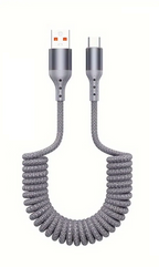 USB-C spring charging cable 100W fast charge tangle-free coiled design buy 1 get 1 free