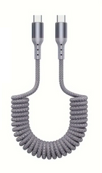 USB-C spring charging cable 100W fast charge tangle-free coiled design buy 1 get 1 free