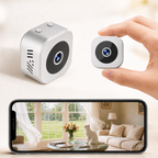 1080P wireless security camera with night vision and magnetic mount, compact indoor design