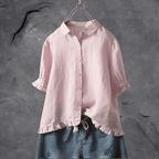 Women's loose fit button-down shirt casual blouse in multiple colours