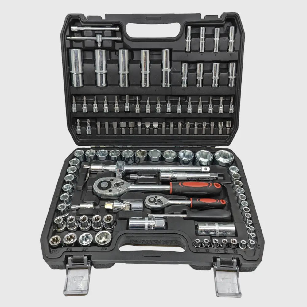 108-piece ratchet socket set chrome vanadium with 1/2 and 1/4 inch drive and Torx sockets