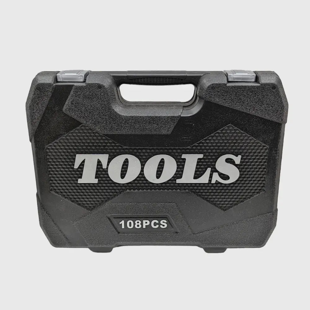108-piece ratchet socket set chrome vanadium with 1/2 and 1/4 inch drive and Torx sockets