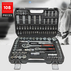 108-piece ratchet socket set chrome vanadium with 1/2 and 1/4 inch drive and Torx sockets