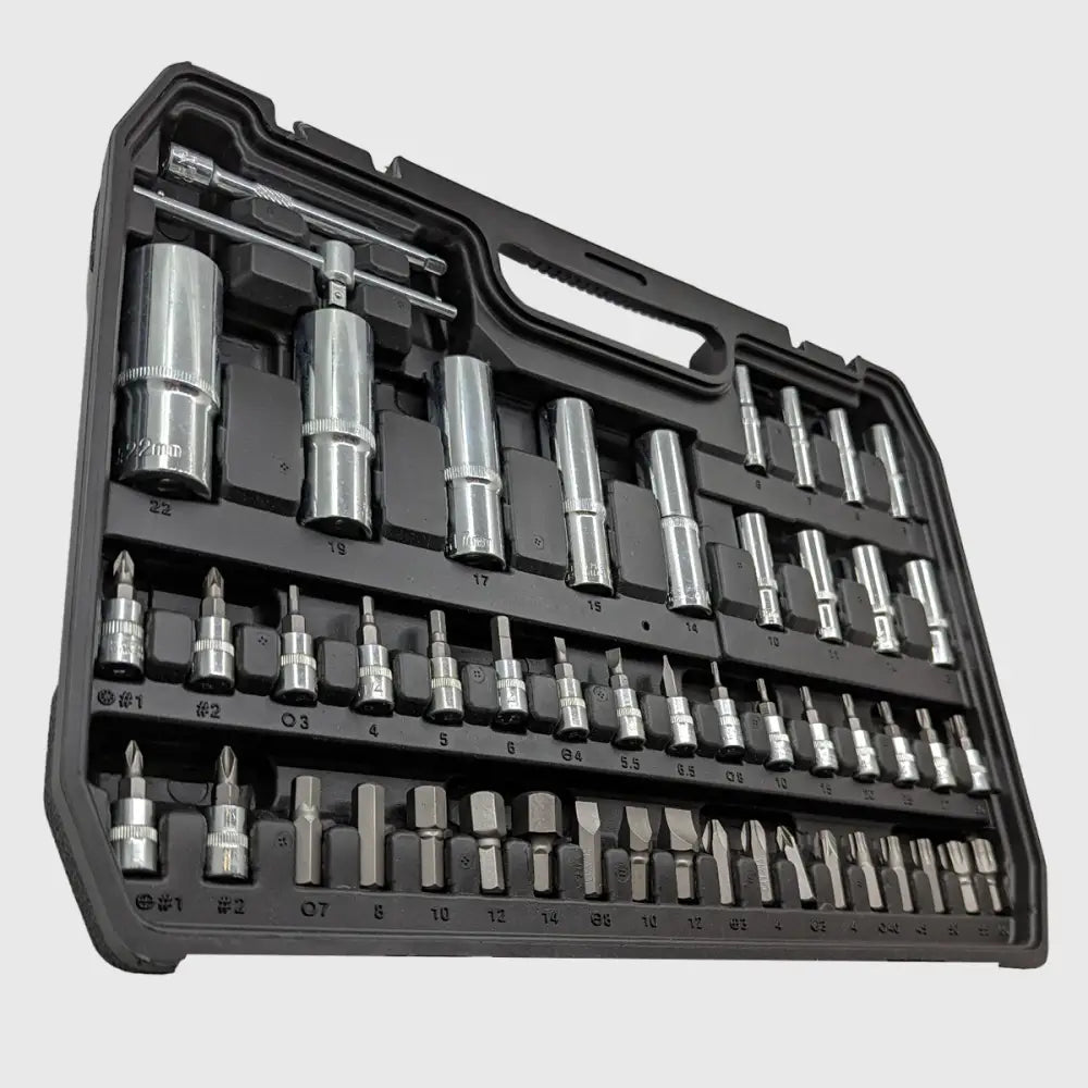 108-piece ratchet socket set chrome vanadium with 1/2 and 1/4 inch drive and Torx sockets