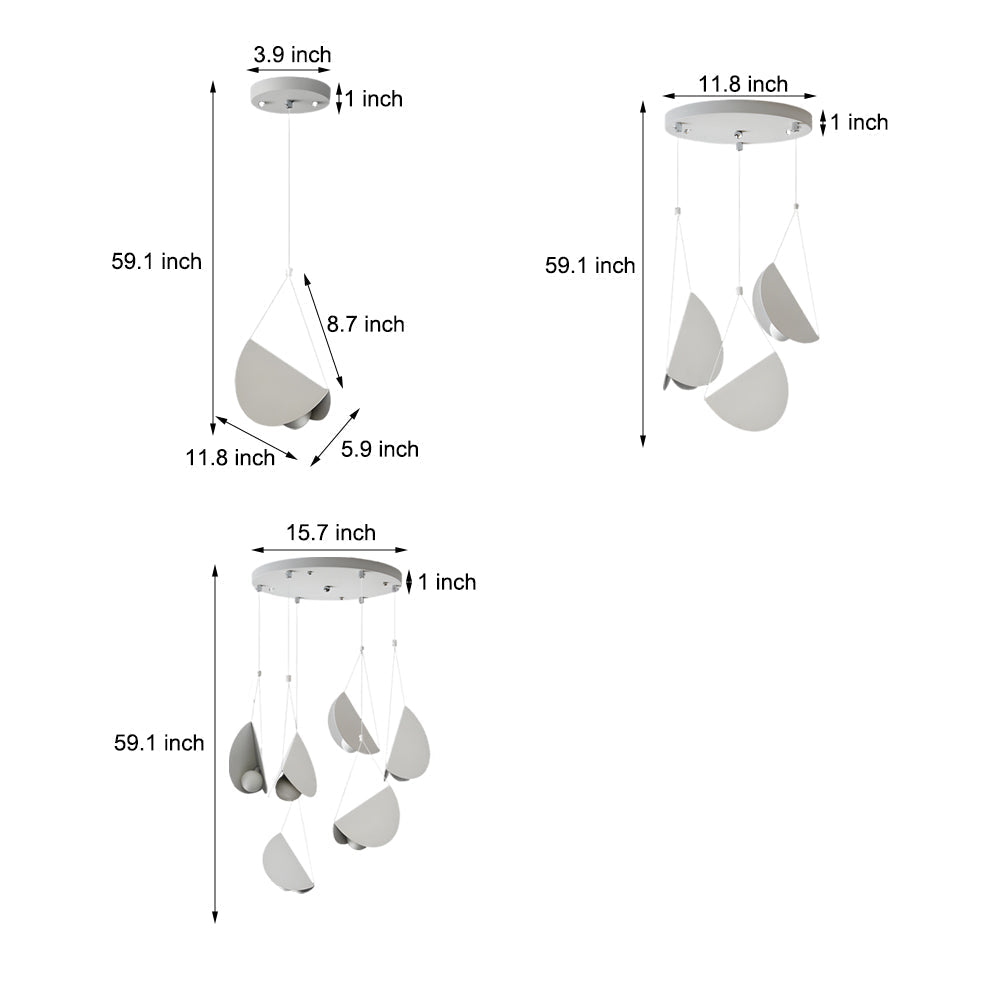 Minimalist white half-moon pendant lamp, 1/3/6-light crescent ceiling light